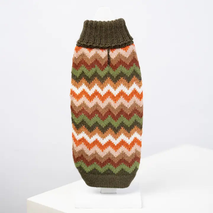 Alqo Wasi Forest Chevron Knit Alpaca Blend Sweater