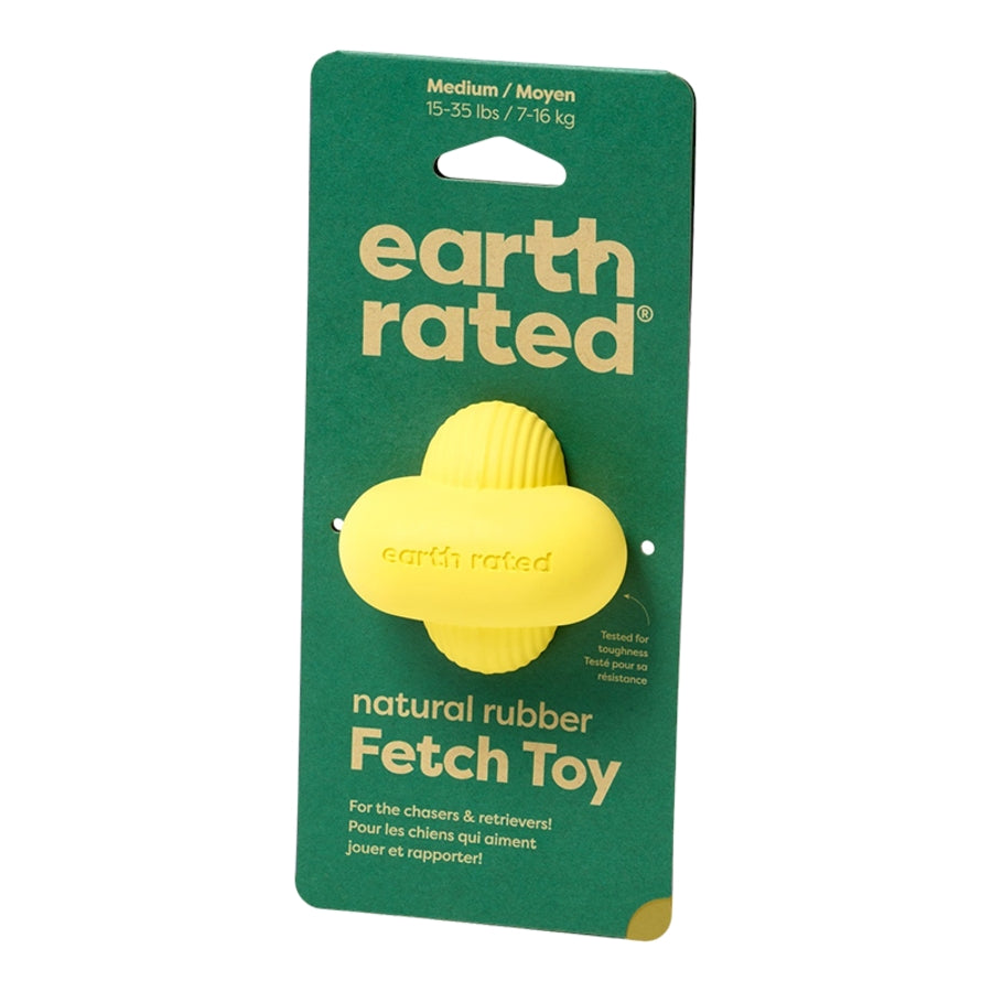 Earth Rated Yellow Rubber Fetch Floating Dog Toy Medium