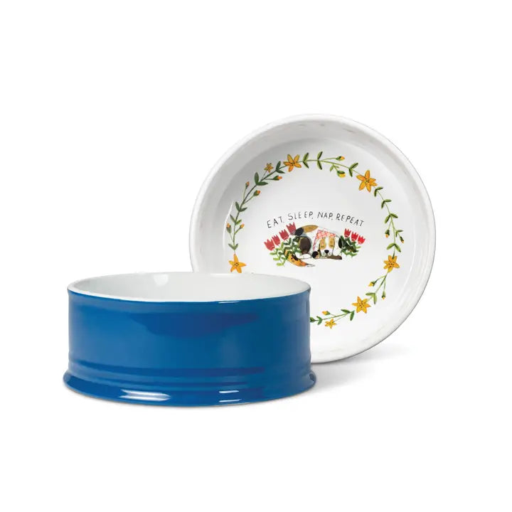 Navy Blue Eat Sleep Nap Bowl for Dogs Medium