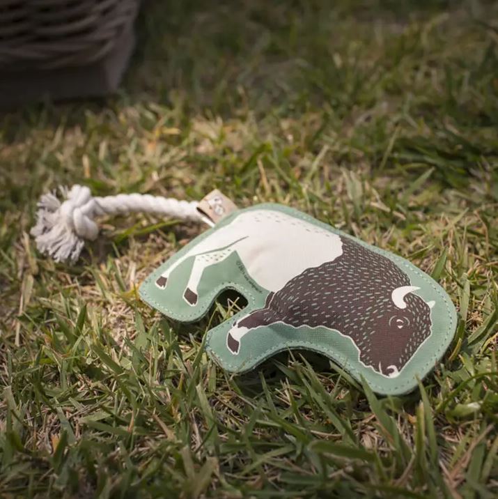 Speckle and Spot Buffalo and Rope Dog Toy