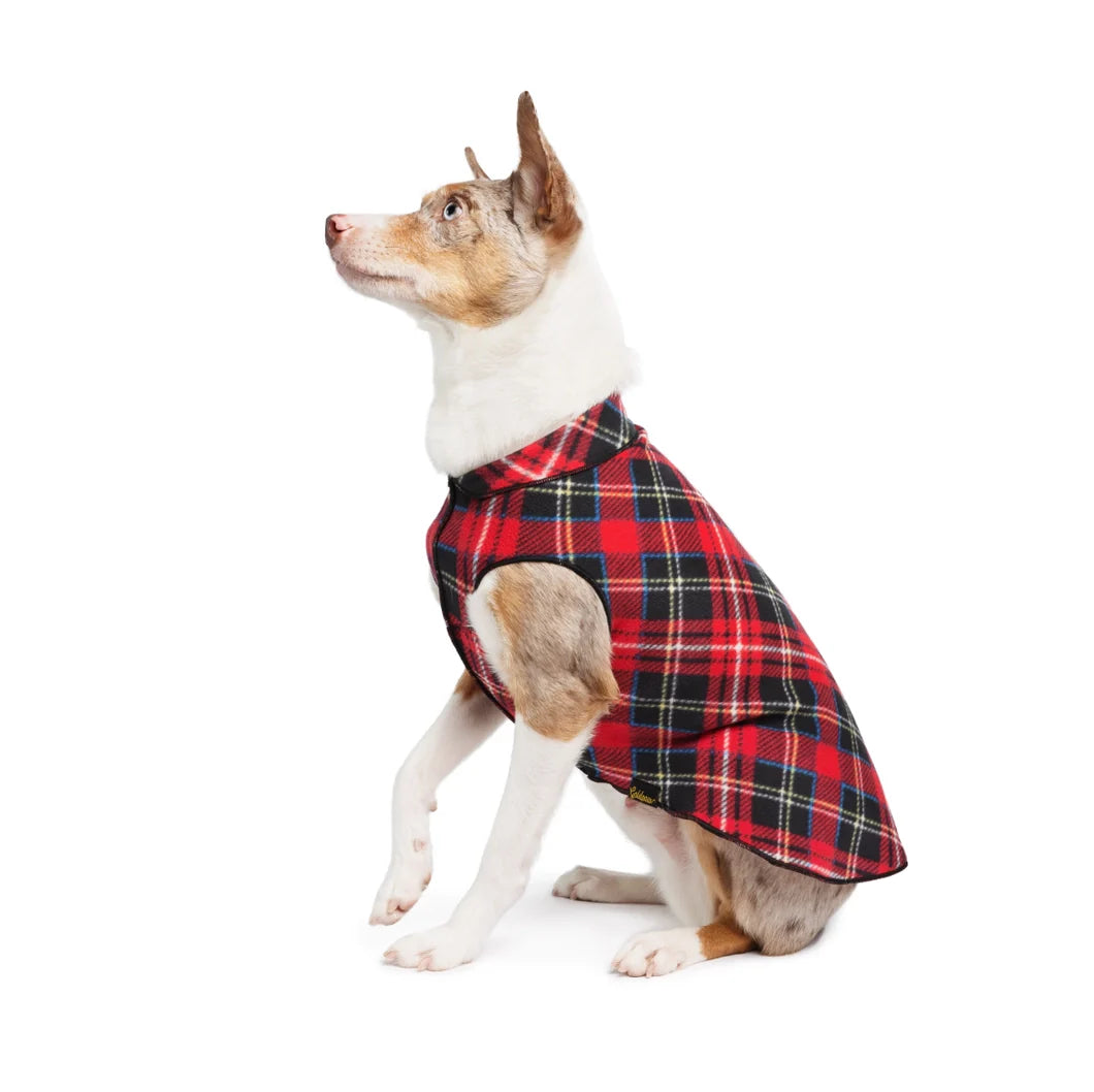 Stretchy Soft Fleece Vest Red Plaid