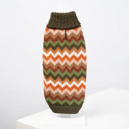 Alqo Wasi Forest Chevron Knit Alpaca Blend Sweater