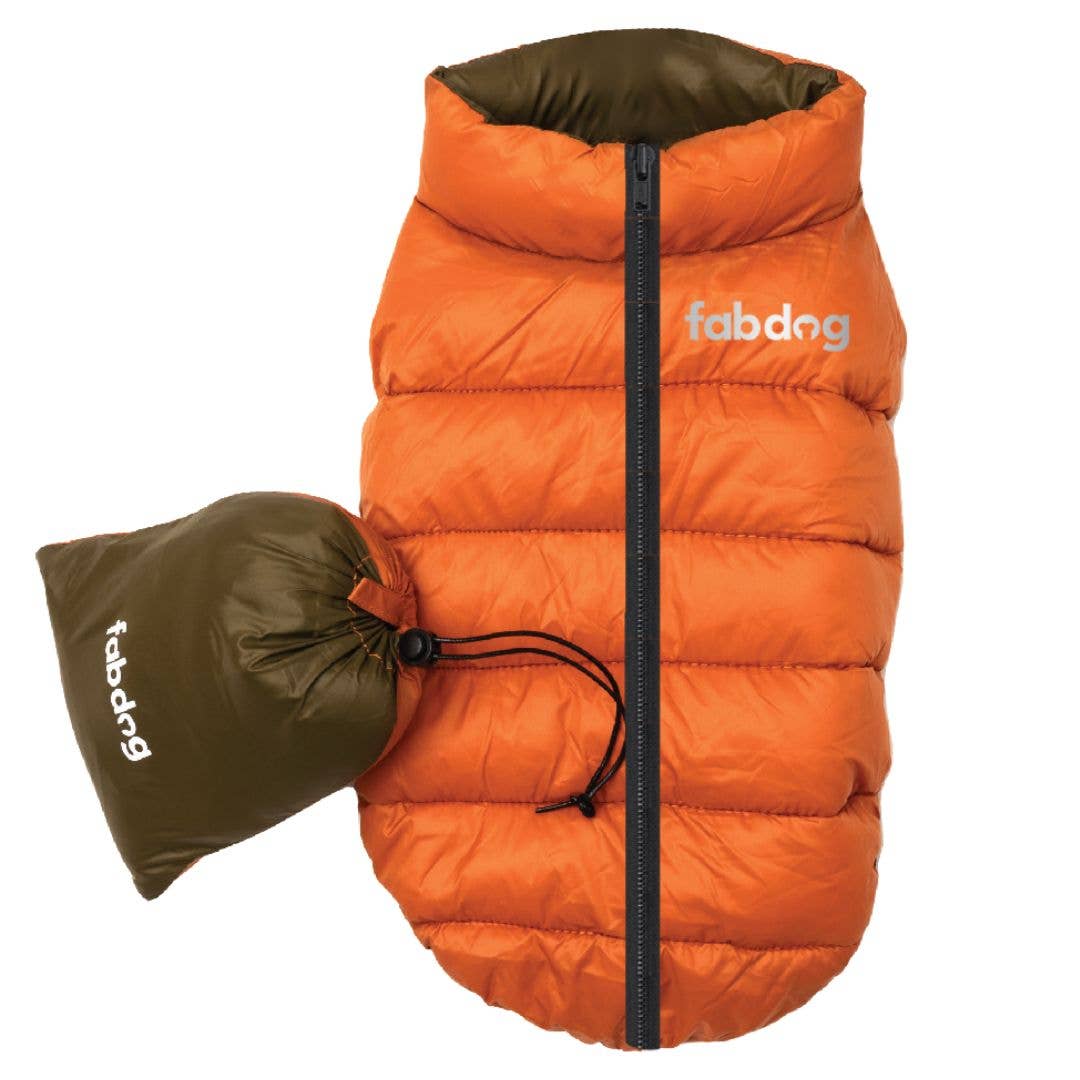 Fabdog Pack N' Go Reversible Puffer Vest Olive/Orange