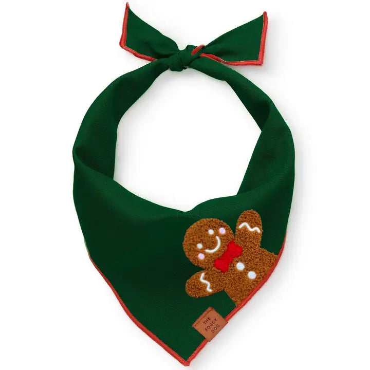 Gingerbread Man Applique Holiday Bandana for Dogs and Cats