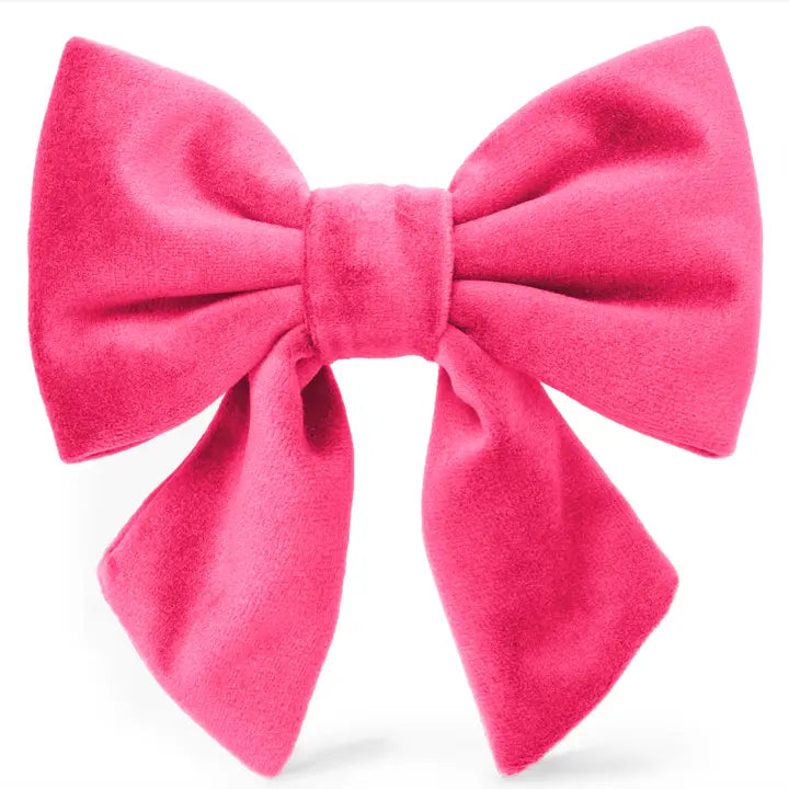 Hot Pink Velvet Lady Bow Attachment for Collar