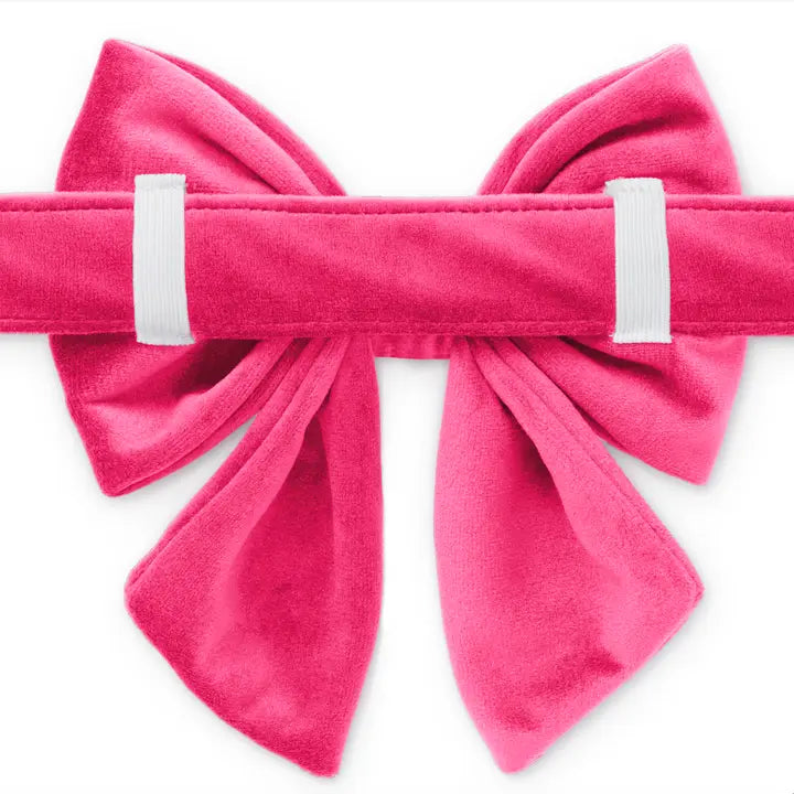 Hot Pink Velvet Lady Bow Attachment for Collar