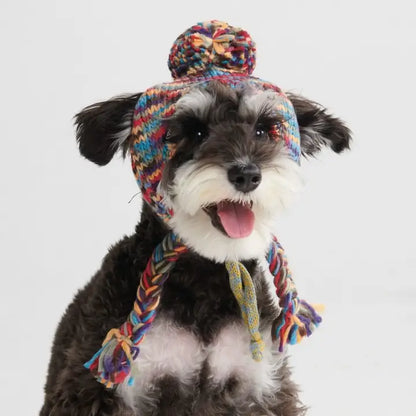 Spark Paws Kaleidoscope Knit Pom Pom Beanie Hat for Dogs