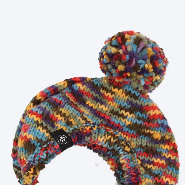 Spark Paws Kaleidoscope Knit Pom Pom Beanie Hat for Dogs