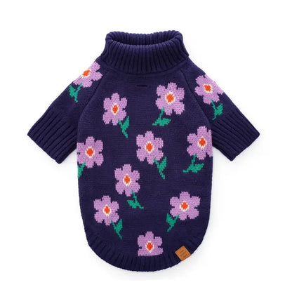 The Foggy Dog Purple Posies Cable Knit Sweater