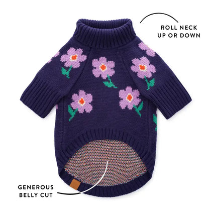 The Foggy Dog Purple Posies Cable Knit Sweater