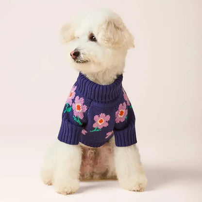 The Foggy Dog Purple Posies Cable Knit Sweater