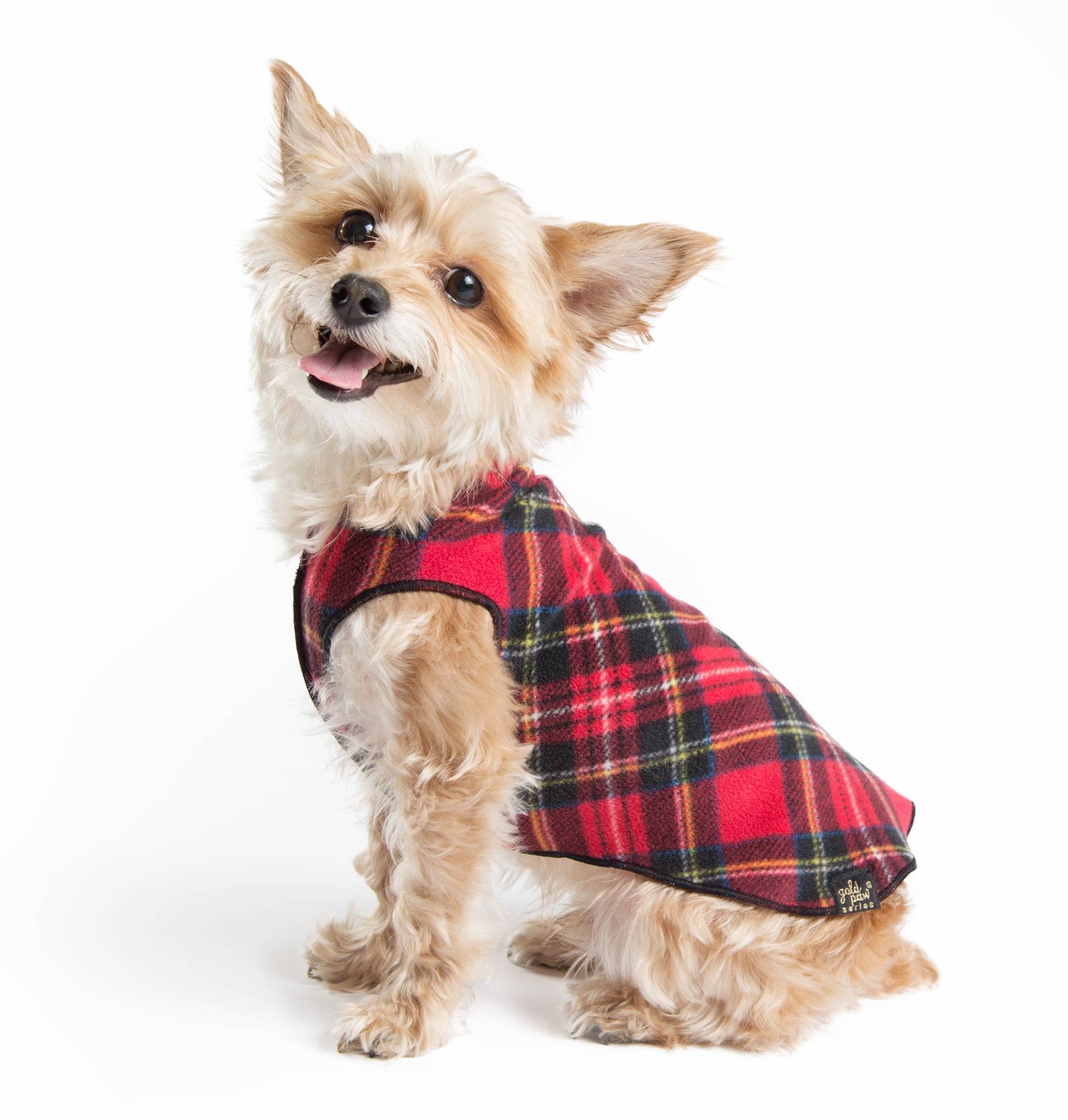 Stretchy Soft Fleece Vest Red Plaid