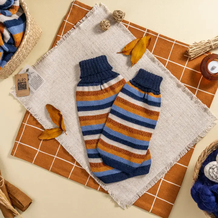 Alqo Wasi Navy Stripes Alpaca Blend Sweater