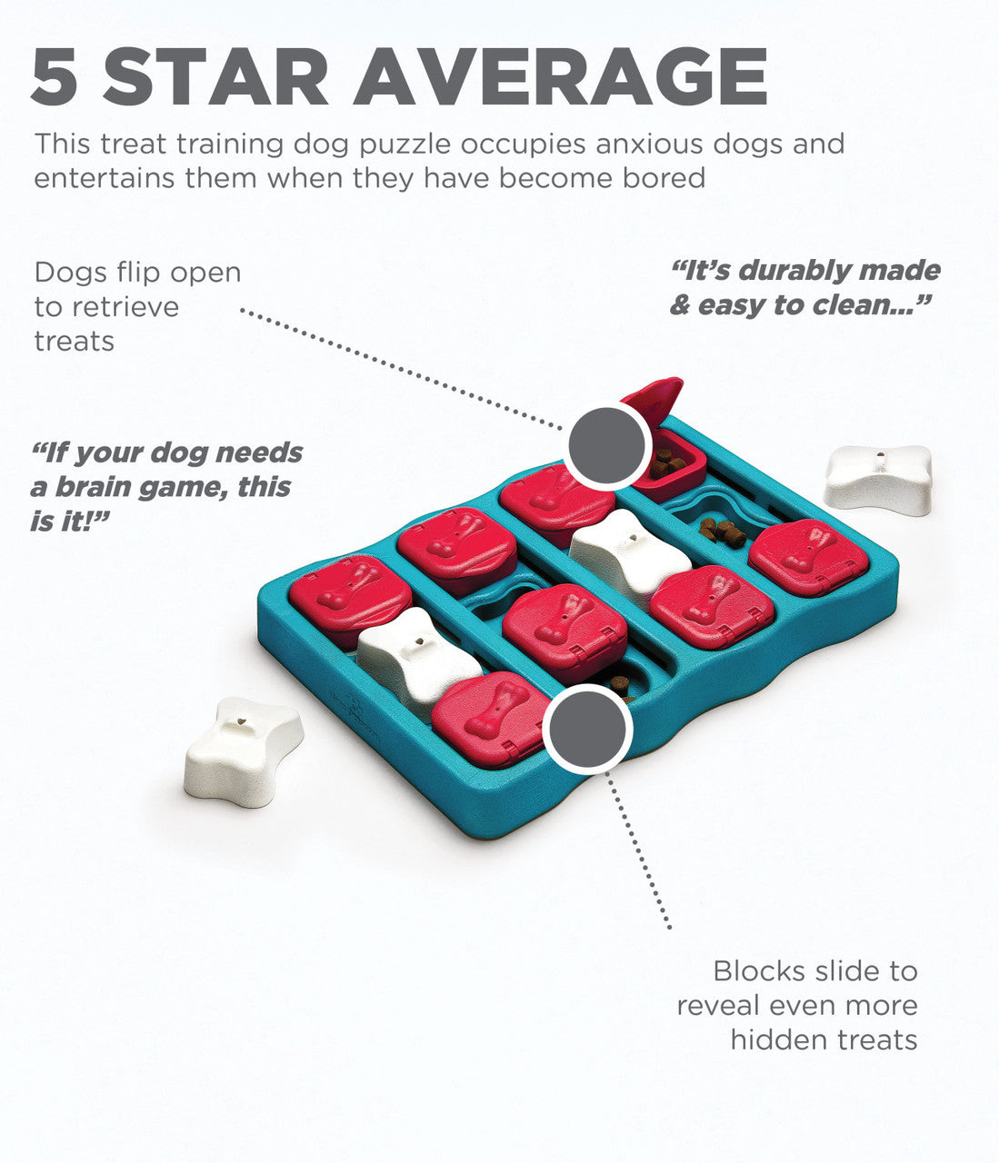 Outward Hound Dog Brick Intermediate Flip, Slide, & Treat Puzzle