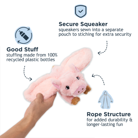 Tall Tails Flying Pig Rope Dog Toy 12"