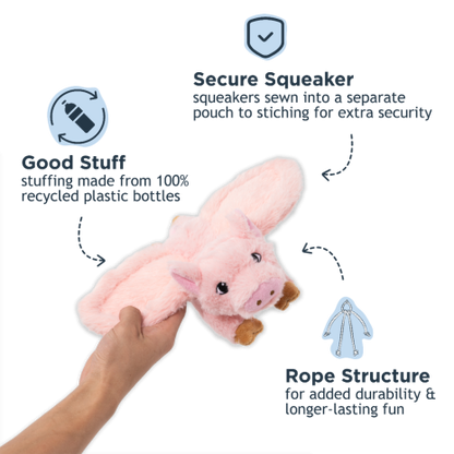 Tall Tails Flying Pig Rope Dog Toy 12"