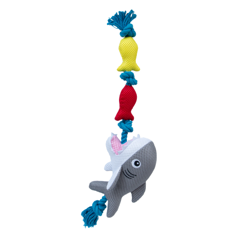 Territory Shark Floating Tug Toy with Squeaker for Dogs 20"